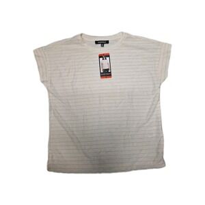 Ellen Tracy Women's Glitter Stripe Blouse Cream Small